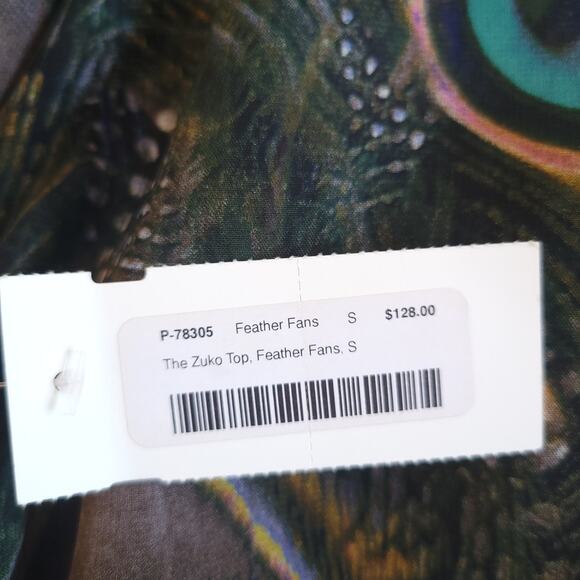 NEW Show Me Your Mumu Zuko Top Peacock Print Lace Up Chiffon Small - Picture 13 of 13